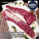 Beef Tenderloin aged chilled Australia STEER young-cattle whole cut brand MIDFIELD +/- 2.5 kg/pc price/kg (eye fillet mignon daging sapi has dalam) PREORDER 2-3 days notice